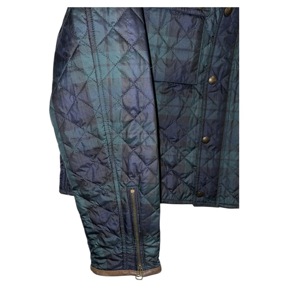 Polo Ralph Lauren Quilted Plaid Coat with Leather Trim Size L - Picture 12 of 14